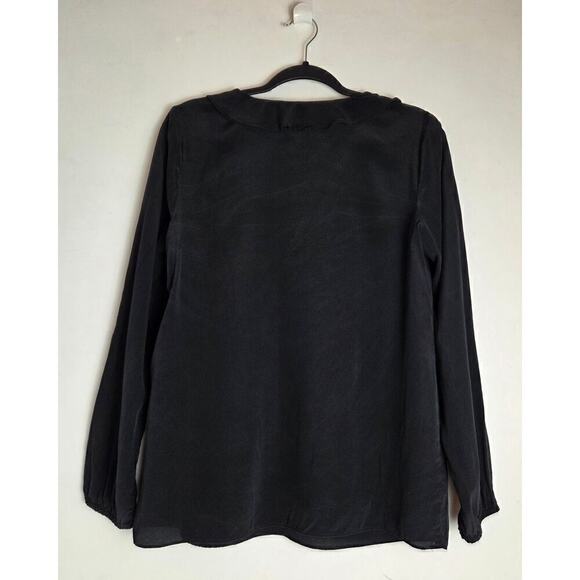 J.Jill Black Ruffled Top 100% Silk Size Small‎ - Picture 2 of 7
